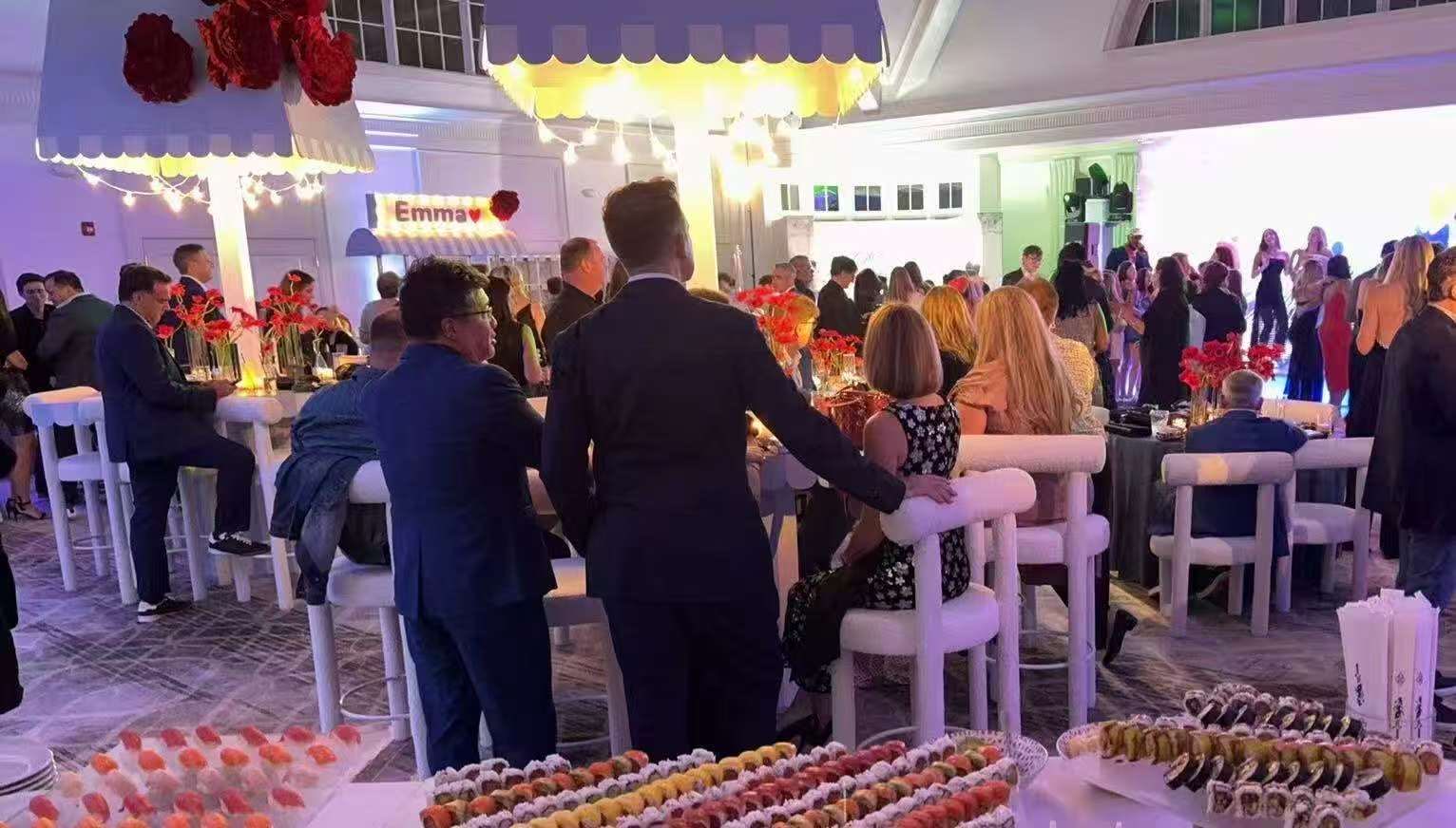 Sushi chef serving guests at private party in Brooklyn